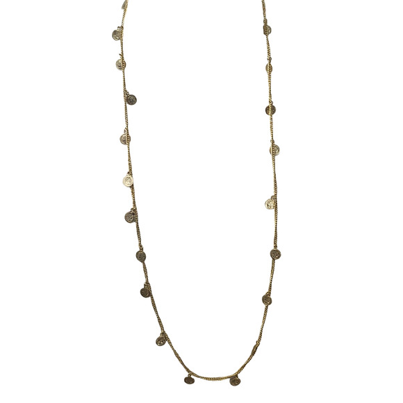 Vtg Mini Petite Francaise Republique Gold Tone Coin Long Necklace - Picture 1 of 7